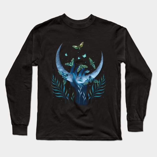 Moth Hand Long Sleeve T-Shirt by Episodic Drawing